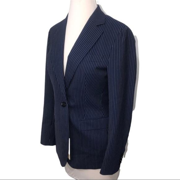Suistudio Cameron Pinstripe Navy Blue Wool Suit Jacket Size 36R NWT - Picture 3 of 11